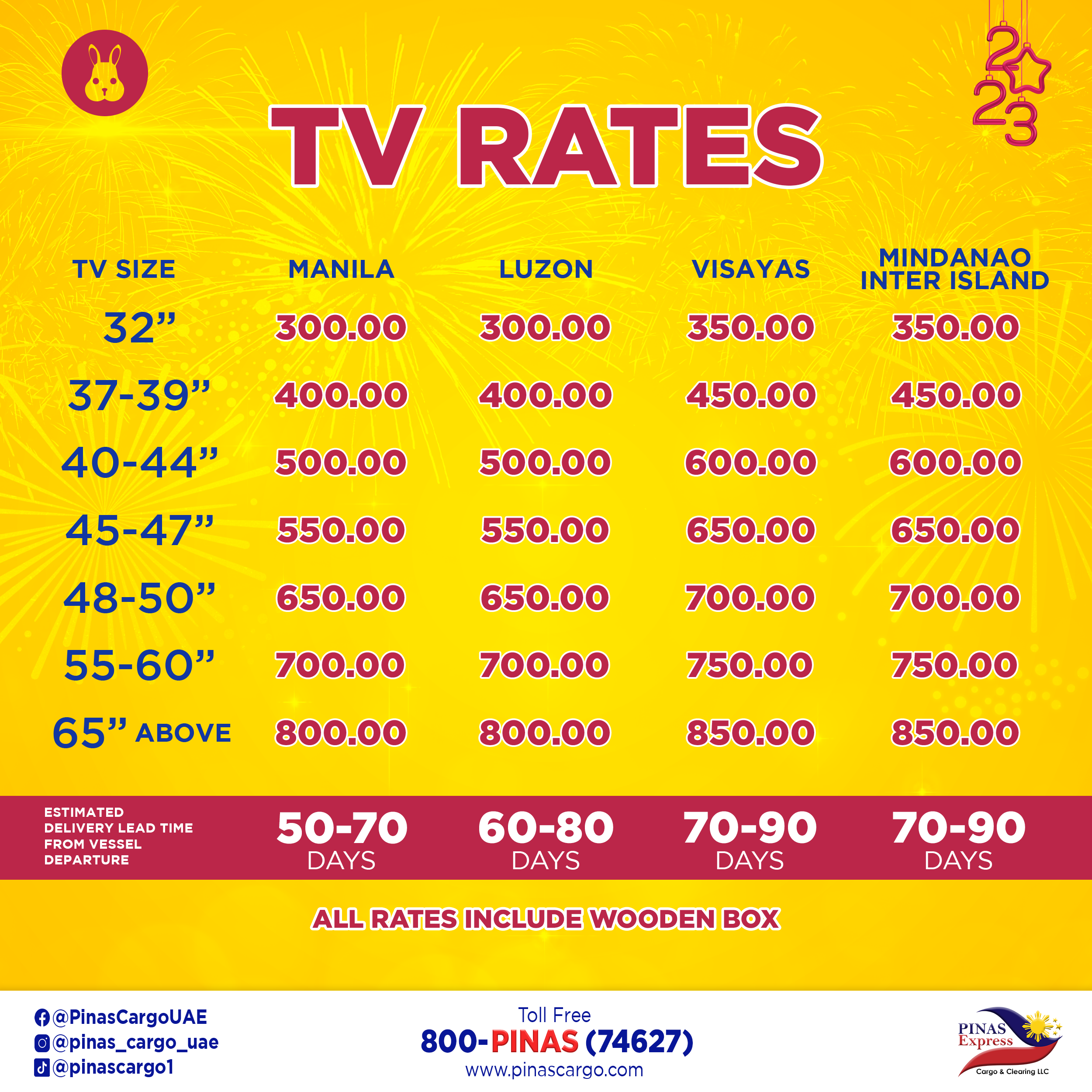 New Year TV Rates